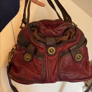 Rafe Burgundy and Chocolate Leather Shoulder Bag